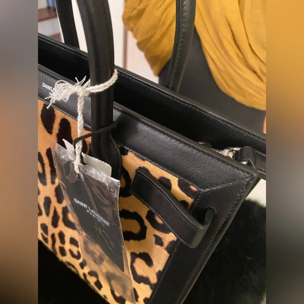 Saint Laurent Paris/Animal Print /Small Sac De Jour/Calf Hair.light brown/Black. - Picture 7 of 16